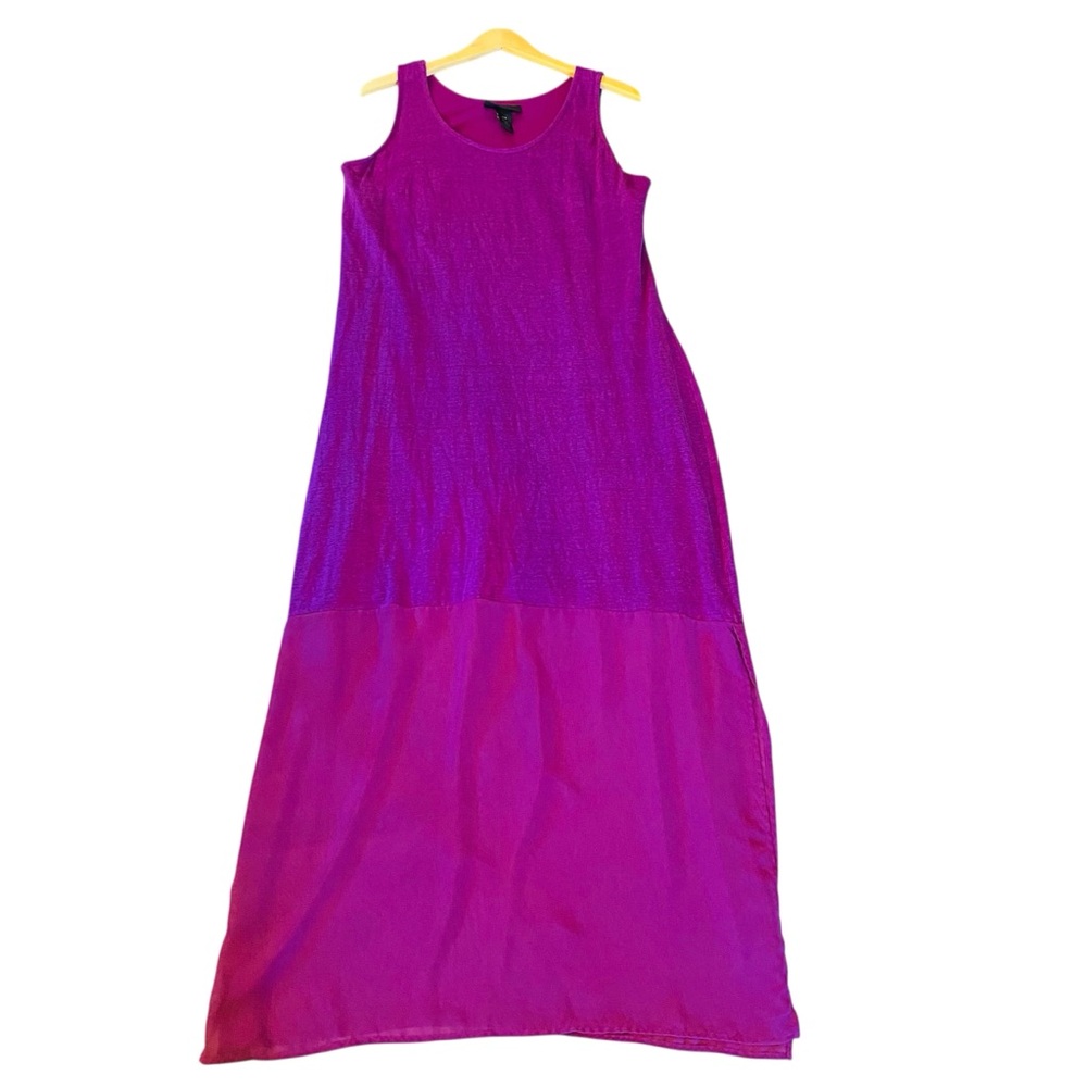 LANE BRYANT 14/16 SPICY ORCHID Linen Chiffon Sleeveless Maxi Dress - Picture 4 of 6